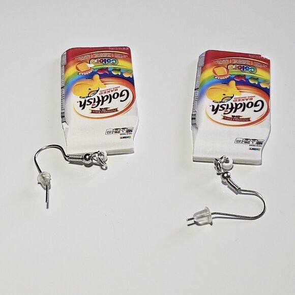 Drop Dangle Pierced Earrings Goldfish Colors Crackers Costume Jewelry Novelty - Picture 9 of 13